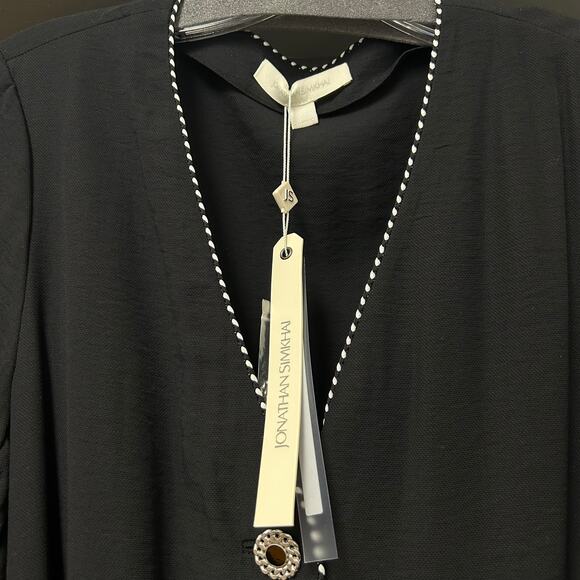 NWT Jonathan Simkhai Piped Luxe V Neck Romper in Black Womens Small - Picture 4 of 7